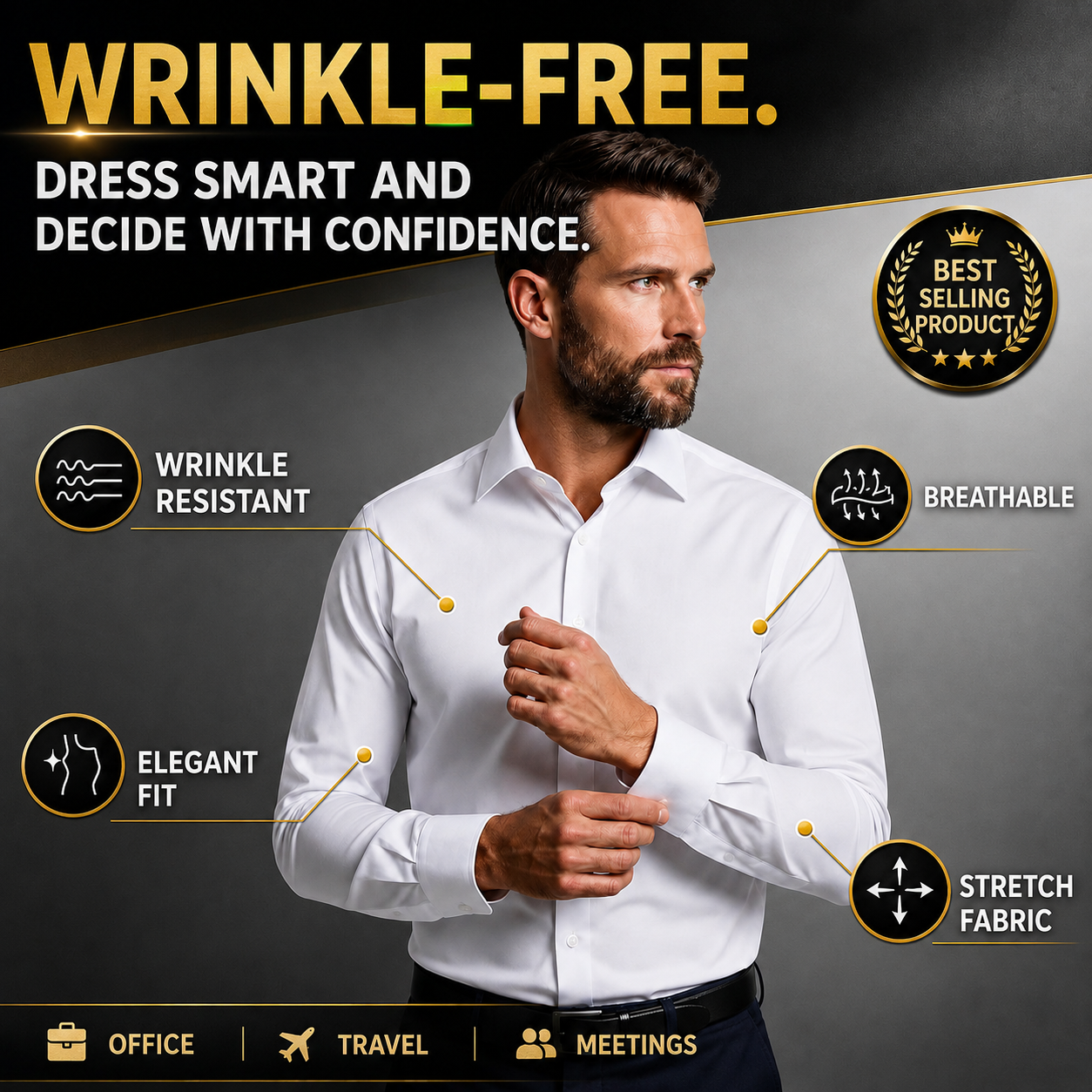 SharpFlex | Comfortable Wrinkle-Free Business Shirt
